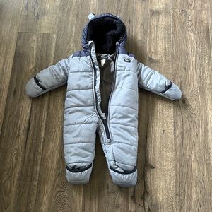 Gray and navy blue 6-9 months baby snowsuit/ pram